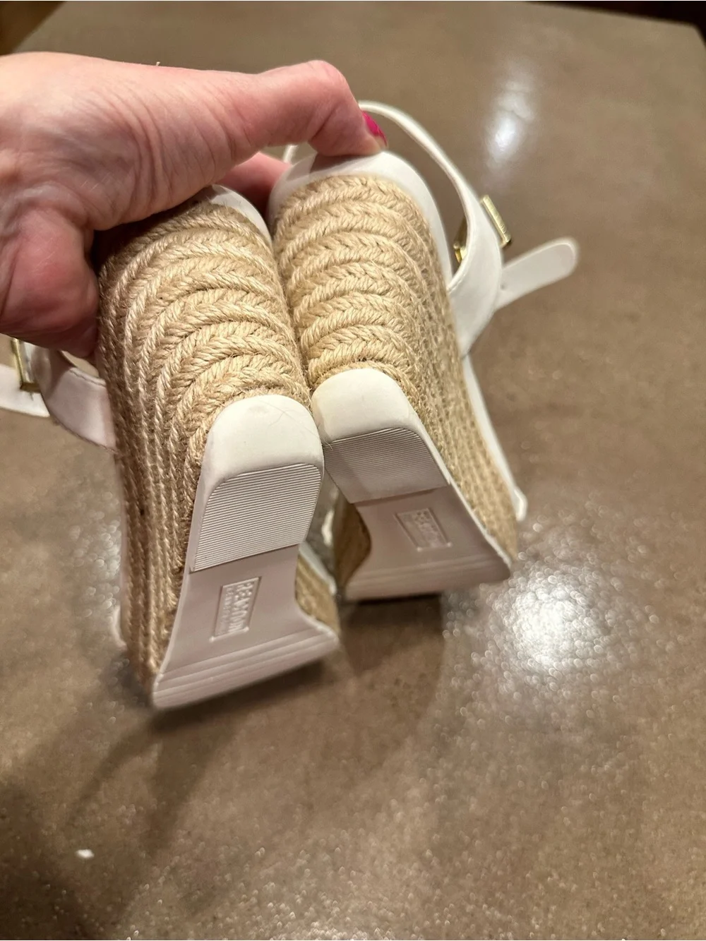 Kenneth Cole Reaction White Wedge Sandals with Braided Strap - Unbranded